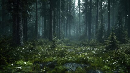 Obraz premium Misty Forest, Snowfall