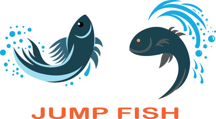 Jumping fish logo icon vector .