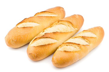 Fototapeta premium French freshly baked baguettes isolated on white background