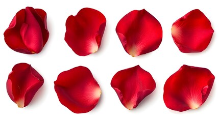 Fototapeta premium fresh red rose petals isolated on a white background