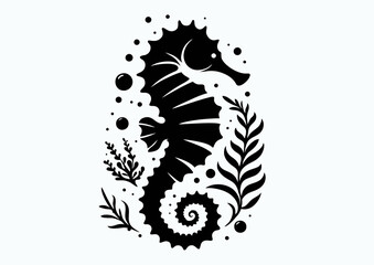 A seahorse silhouette vector illustration © batya