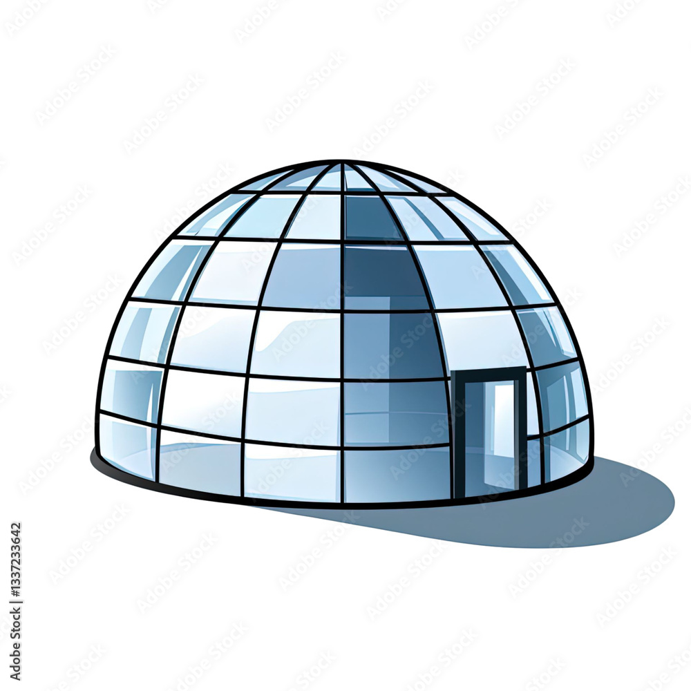 Aufkleber a transparent background image depicts a glass dome structure with a door and a shadow casting on a 