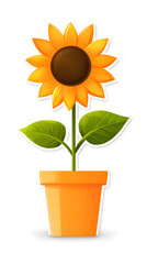 Obraz premium Vibrant Sunflower in Orange Pot: A Blooming Delight for Home Decor