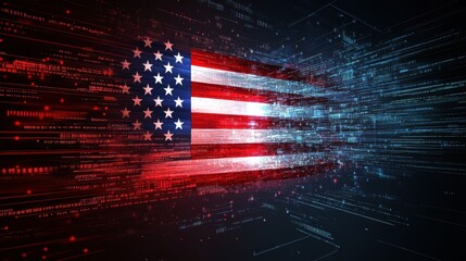 Digital transformation of the american flag virtual environment graphic design futuristic concept