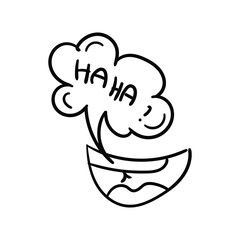 laugh line doodle icon with white background vector stock illustration