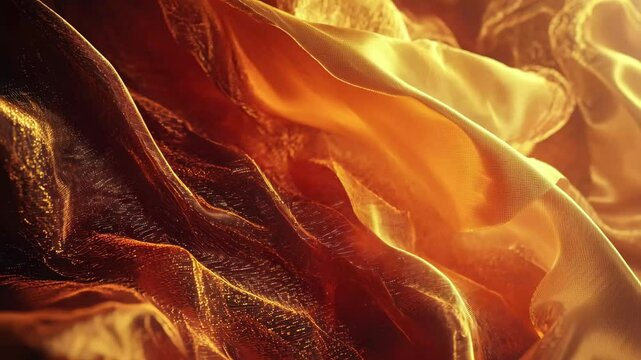 Flowing gold velvet cloth catches light in a dynamic teal background, 4K gold velvet cloth furling CGI
