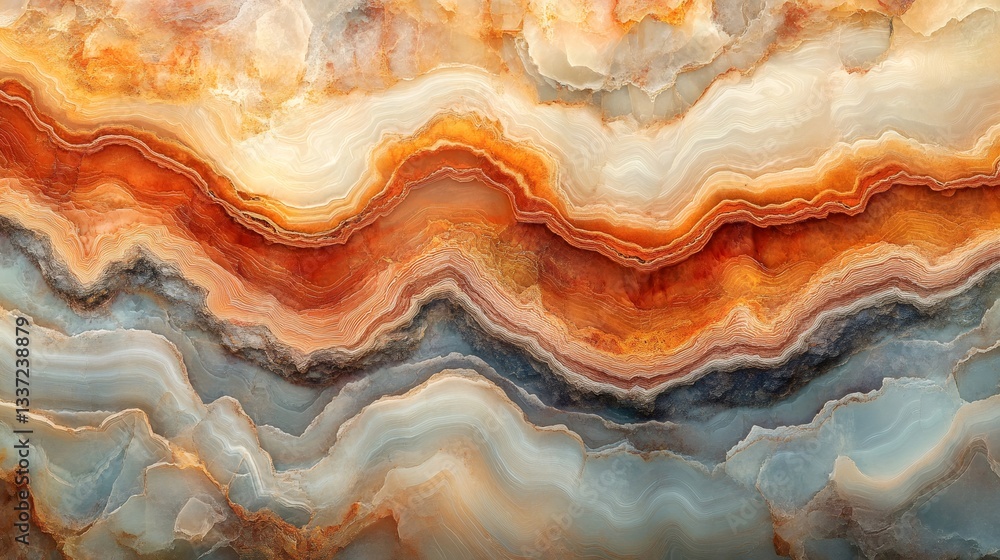 Poster Wavy orange and grey pattern creating stunning abstract background