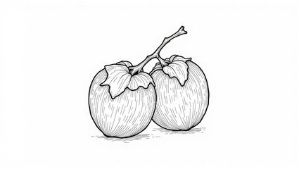 Obraz premium Sketch of fresh sapodilla fruits for promoting local farm products and artistic representation