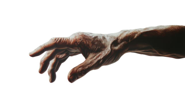 hand of a man on white background