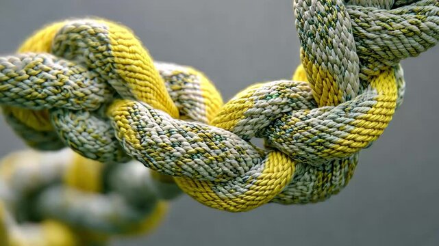 Intricate paracord patterns intertwining in an abstract display of colors and textures, Abstract cord and rope and paracord Tangling, complexity, mixing CGI