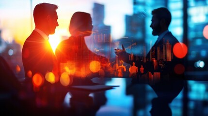 Business meeting at sunset