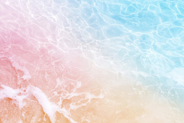 Fototapeta premium serene gradient of pink and blue water with gentle waves and foam creates calming summer vibe