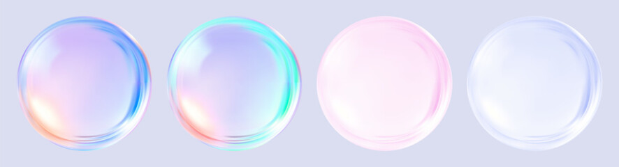 Obraz premium Realistic glossy glass ball.Abstract 3D light bubble with glare.Geometric abstract shape.