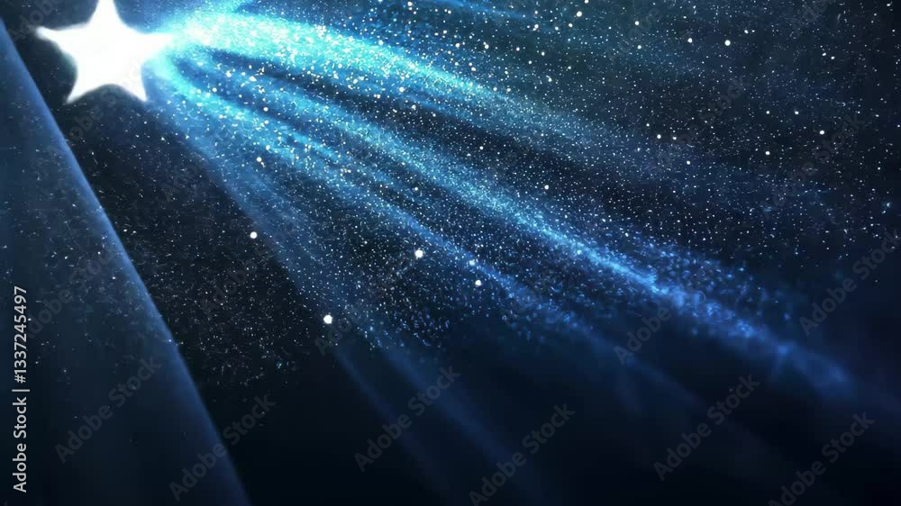Poster Abstract light background with particles creating a mesmerizing blue atmosphere, abstract light background with particle