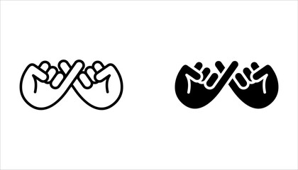 Pinky swear, or pinky promise icon set, Pinky promise friendship icon on white background
