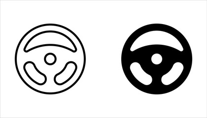 Steering wheel icon set, Car wheel vector icon, Car automobile steering wheels on white background