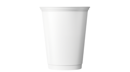 Isolated single use white plastic cup on a black background in a studio shot for product mockupisolated on transparent background	