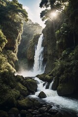 Fototapeta premium Stunning jungle waterfall 