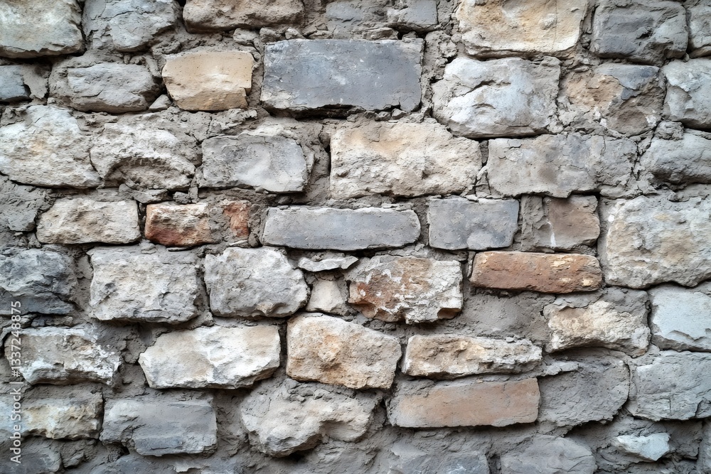 Poster old stone wall showing different colors and textures creating a rustic background