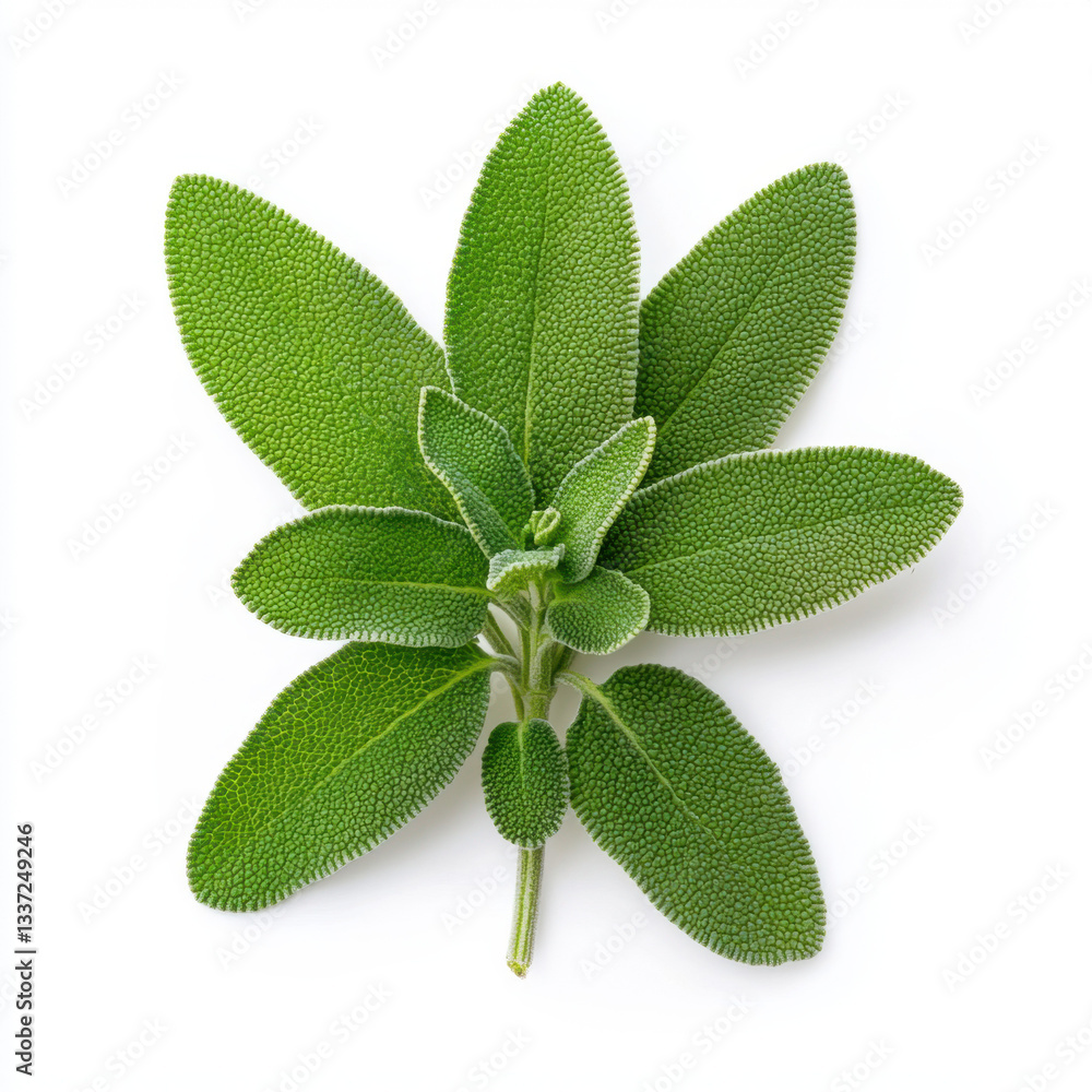 Poster captivating image of a single sage leaf displaying vibrant green color and intricate texture in real