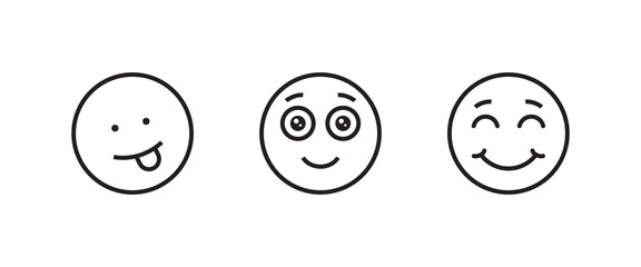 Laughing smiley icon. Good mood. Happy face, Smiling Face Laugh Positive People Open Mouth icons button, vector, sign, symbol, logo, illustration, editable stroke, flat design style isolated on white