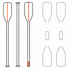 Paddles and oars vector icon in outline style