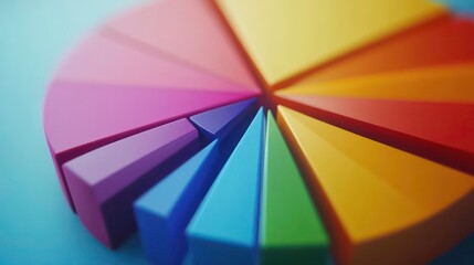 Obraz premium Colorful pie chart graphic, showing data distribution, vibrant colors. Use Presentation graphic