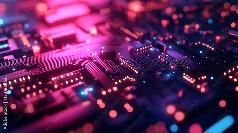 Poster abstract tech background made of printed circuit board – futuristic digital design with electronic c
