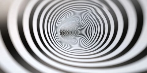 Obraz premium Hypnotic black and white spiral tunnel with optical illusion effect