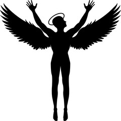 Flying man angel isolated on transparent background