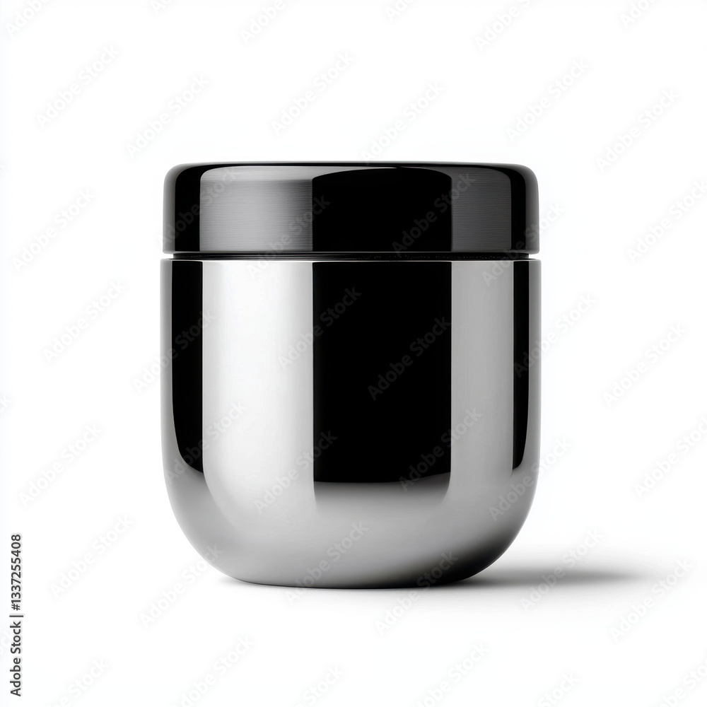 Poster elegant black and white stainless steel jar with a smooth finish set against a minimal background fe