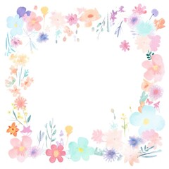 Flowers illustration colorful border.