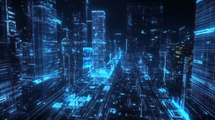 Obraz premium Futuristic city street digital art