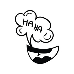 laugh glyph doodle icon with white background vector stock illustration