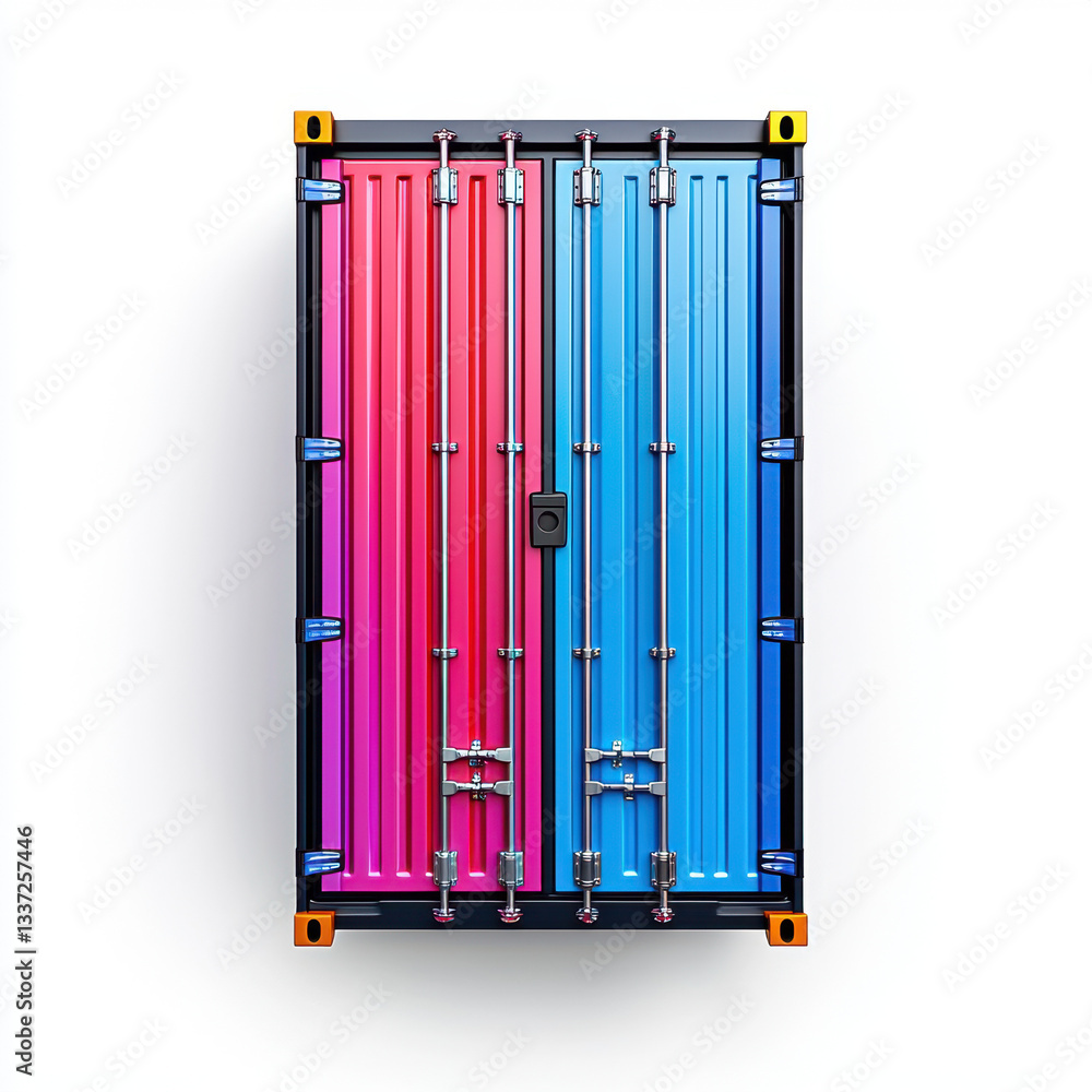 Poster a brightly colored container with a metal handle showcasing unique design and functionality captured