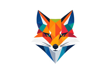 Obraz premium Abstract Low polygon geometric red fox face design isolated on white background