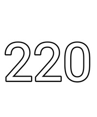 Black and white color numbers 220