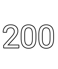 Black and white color numbers 200