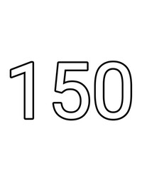 Black and white color numbers 150