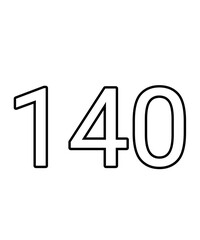 Black and white color numbers 140