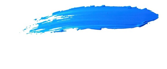 A vibrant, single stroke of blue paint, isolated on a pure white background,  bright, isolated