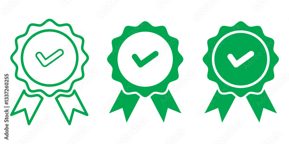 Poster verified badge icon tick symbol vector approved check mark icon. set of verified badge symbol collec