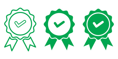 Verified badge icon tick symbol vector approved check mark icon. Set of Verified badge symbol collection. Profile verified badge. Guaranteed signs. Vector. Green Certificate badge Quality certify icon