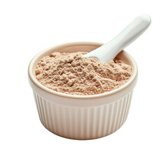 Whey protein powder in a bowl isolated on a Transparent background for health and fitness purposes, whey protein in bowlisolated on PNG background