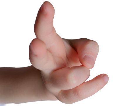 Expressive hand gesture showcases creativity in playful moment