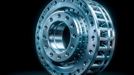 Close-up of a New Metal Gear with Cogs and Holes, Industrial Technology and Manufacturing Concept.