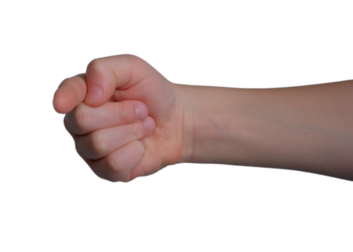 Fist held firmly in determination during an intense moment