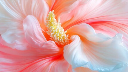 Fototapeta premium Delicate flower petals in soft pink and white hues, vibrant nature close-up showcasing beauty and tranquility, ideal for backgrounds.