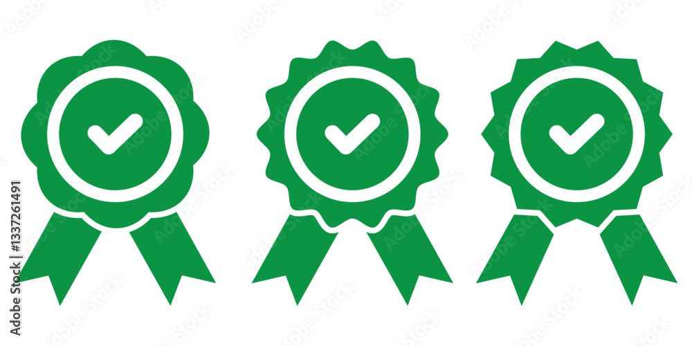 Poster verified badge icon tick symbol vector approved check mark icon. set of verified badge symbol collec
