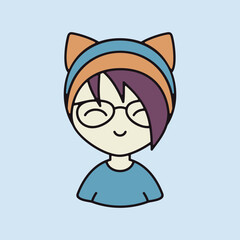 Girl with glasses and ears vector icon
